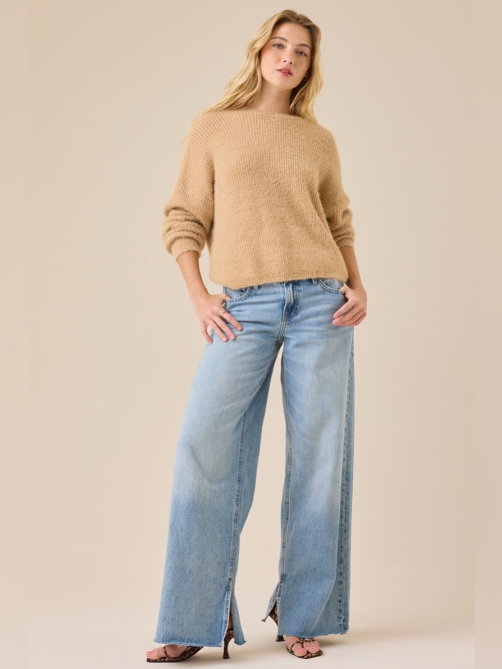 Altar'd State Women’s Icy Blue Amiah Twist Back Sweater, Size Small - Picture 5 of 13